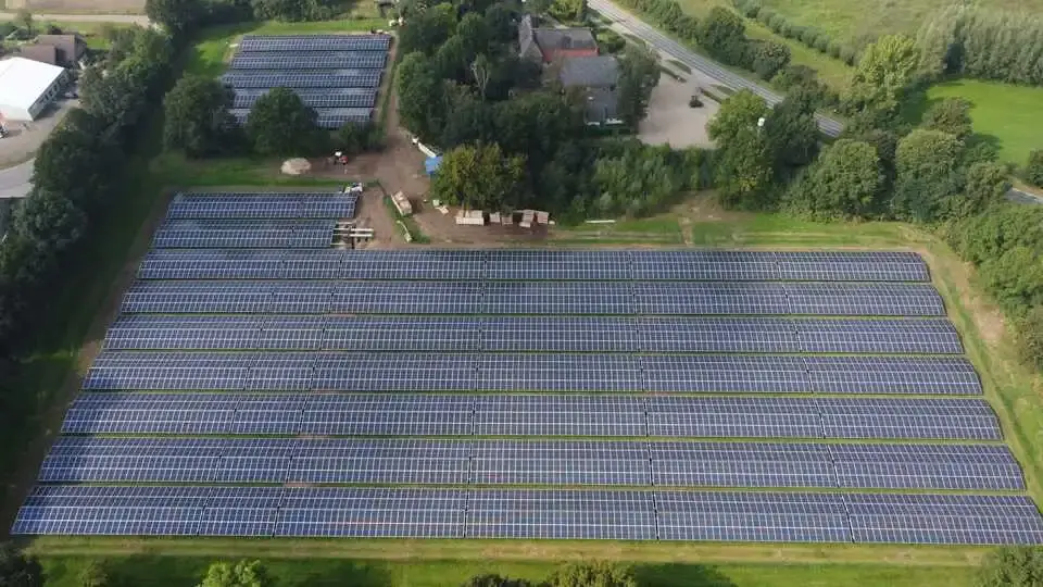 solar panels field from above